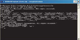 Интерактивная консоль IronPython обеспечивает доступ ко всем функциям конкретного программного модуля