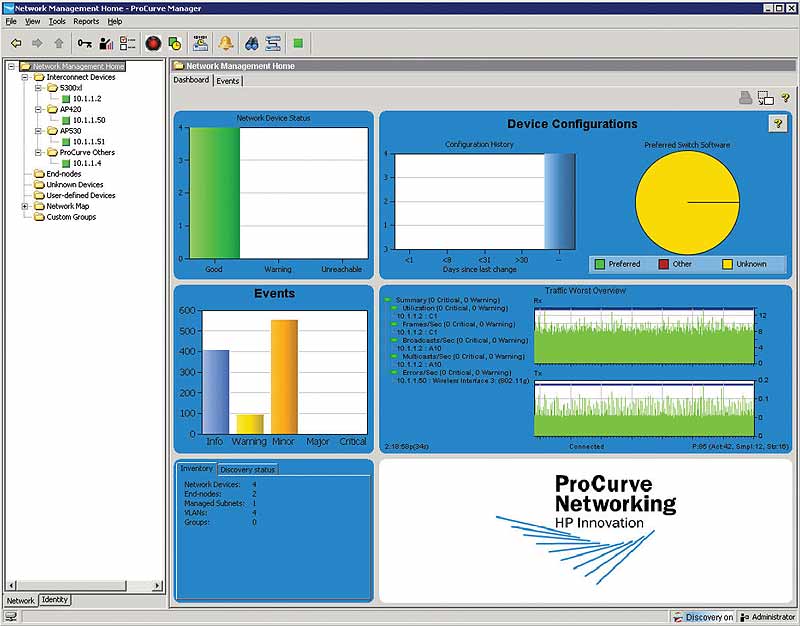 Бесплатная версия ProCurve Manager поставляется с каждым коммутатором. Она же является пробной 30-дневной версией ProCurve Manager Plus