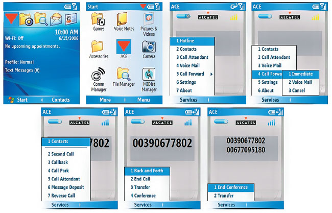 Интерфейс приложений АСЕ на экране смартфонов