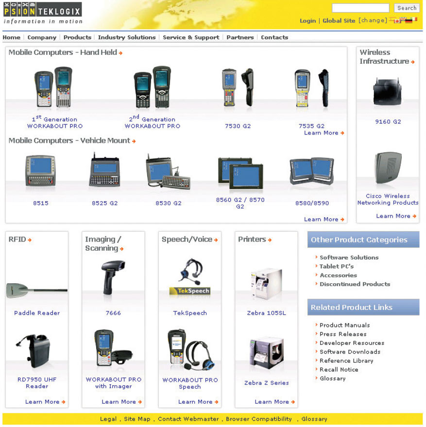 Весь спектр ТСД на сайте Psion Teklogix