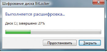 Процесс расшифровки диска