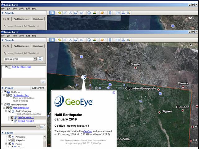Спутниковые изображения Порт-о-Принс от GeoEye также доступны на Google Maps